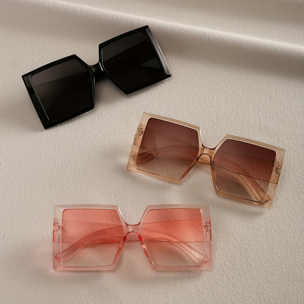 Sunglasses for Women - Oversized Fashion Glasses for 3 Pack Large Frame Flat Top Square Pink - product detail view 6