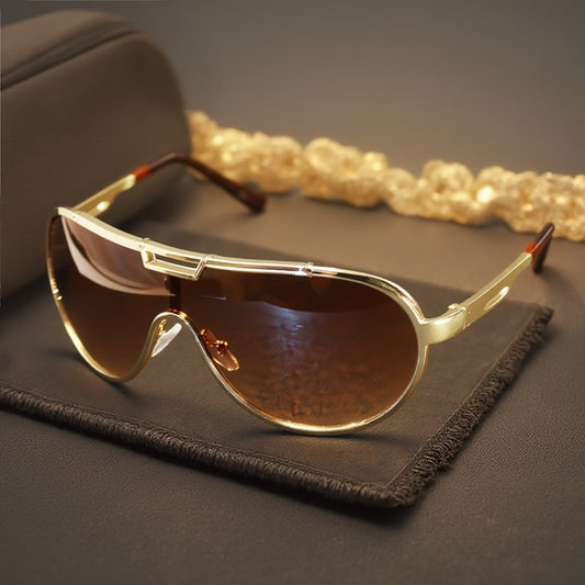 Sunglasses for Men - Oversized Retro Unisex Vintage Frame Anti-Glare Lenses Durable Metal - product detail view 2