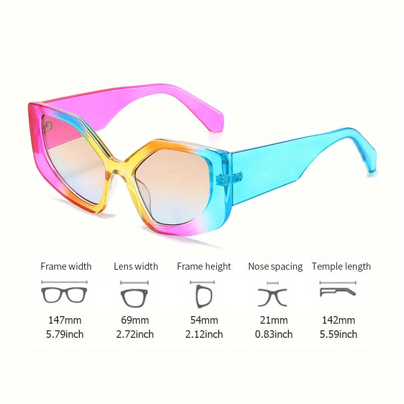 Sunglasses for Women - Polygonal Trendy Geometric Frame UV400 Gradient Multicolor Lightweight - product detail view 7