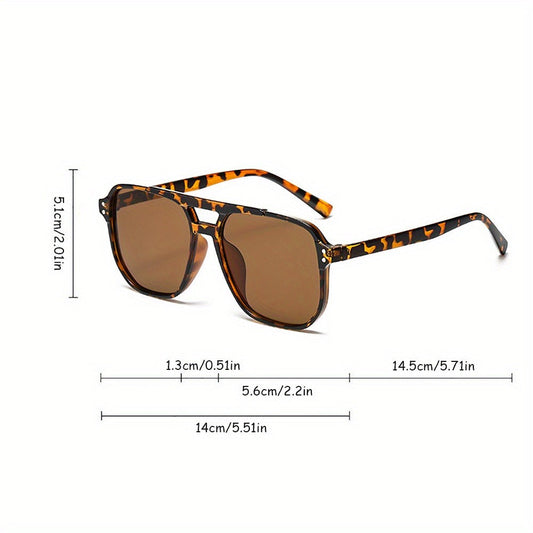Sunglasses for Women - Rectangular for 3 Pack Leopard Print Dual Bridge Reflective Mirror Lens - product detail view 2