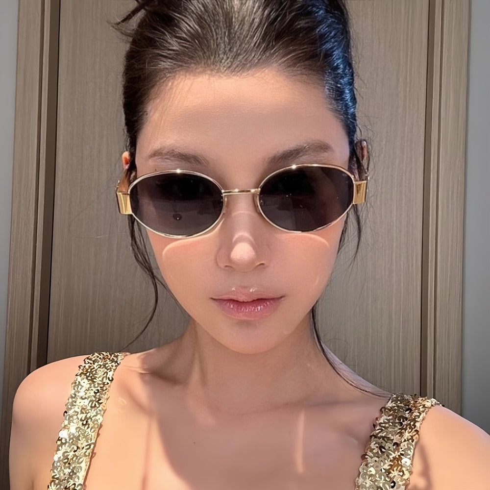 Sunglasses for Men - Retro Oval 2 Pack Metal Frame Vintage Fashion Eyewear Unisex Women Travel - product detail view 9
