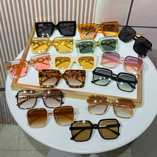Sunglasses for Women - 's Set 14 Pack - Square Frame Tinted Lens Bulk Eyewear Minimalist PC - product detail view 2