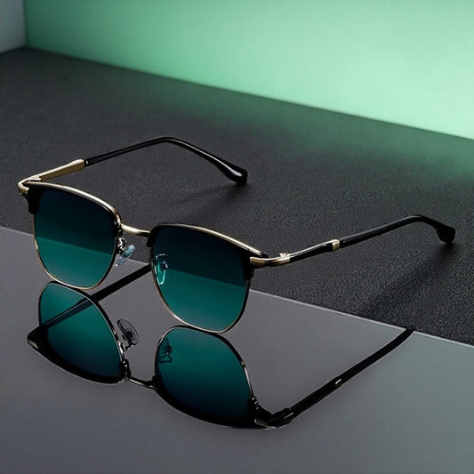 Sunglasses for Men - Semi-Rim UV400 for & Women Retro Half Frame Vintage Tinted Lens Eyewear - product detail view 2