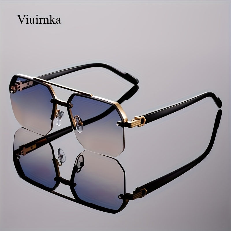 Sunglasses for Men - Semi-Rimless Glasses for Women - Vintage Half Frame Fashion Eyewear - product detail view 14