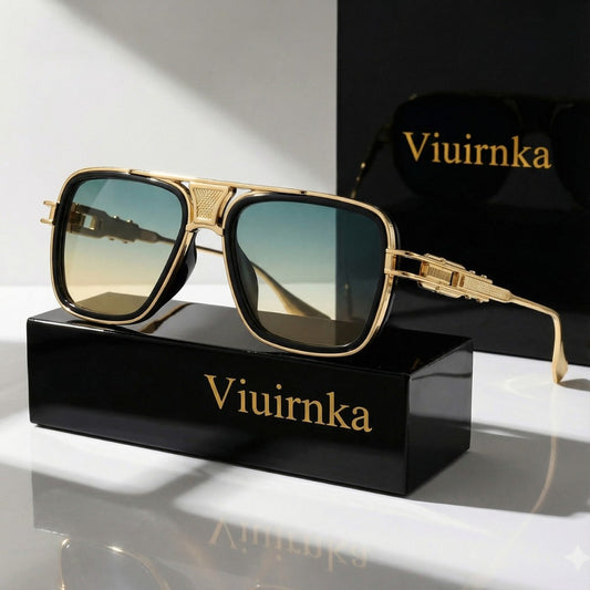 Sunglasses for Men - Square Retro Metal Frame UV400 Gradient Lenses Lightweight Unisex Eyewear - product detail view 2