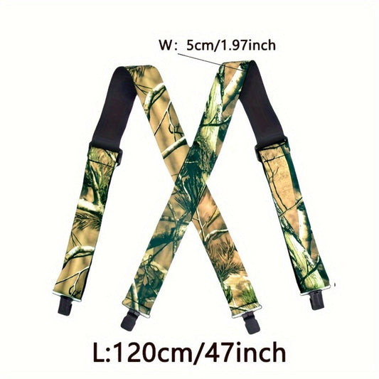 Suspenders - Wide Men 2 Inch Camouflage X-Back 4 Clips Adjustable Elastic Braces Big - product detail view 2