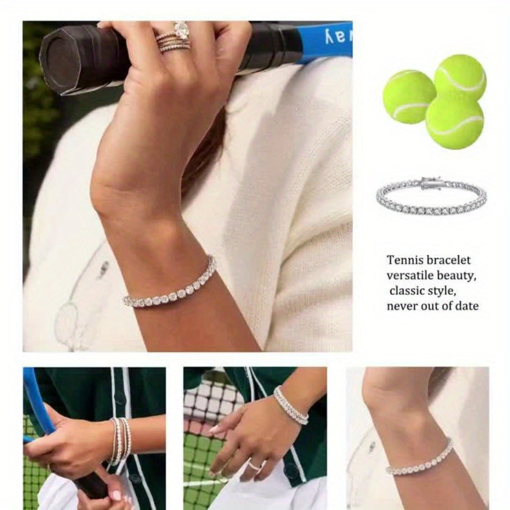Tennis Bracelet - 5mm Moissanite 925 Sterling Silver - Luxury Gemstone Chain for Women Men - product detail view 11