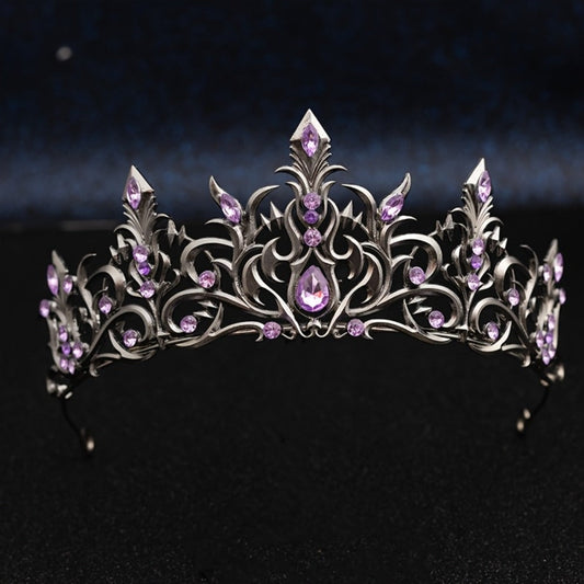 Tiara Crown - Baroque for Women Vintage Gothic Rhinestone Headpiece Halloween Cosplay - product detail view 2