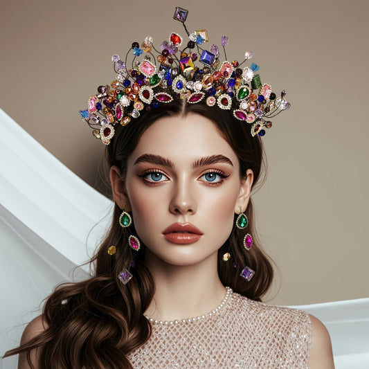 Tiara Crown - Rhinestone Headband - Vibrant Crystal Hair Accessory for Women - Sparkling - product detail view 2