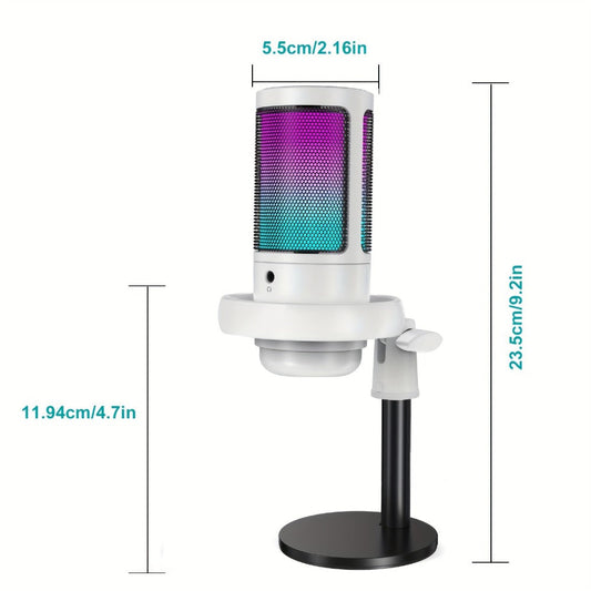 USB RGB Condenser Microphone with Gain, Touch Mute and Monitoring detail image