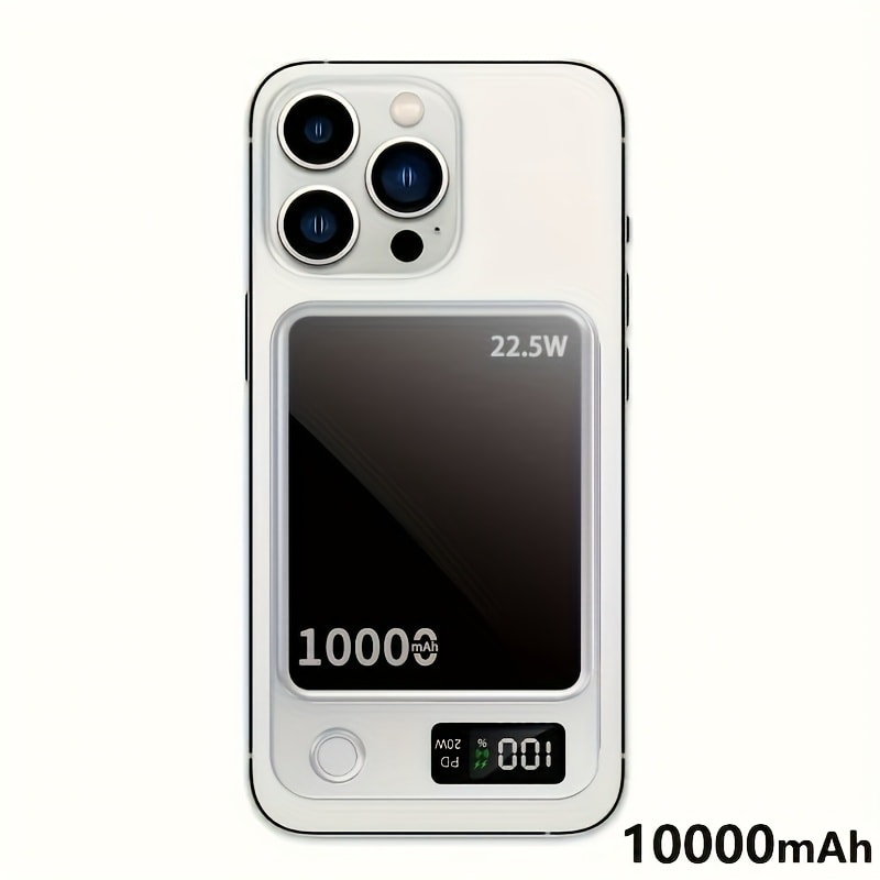 10000mAh Slim Magnetic Power Bank with 22.5W Marking, USB-C Connection and Two Color Options