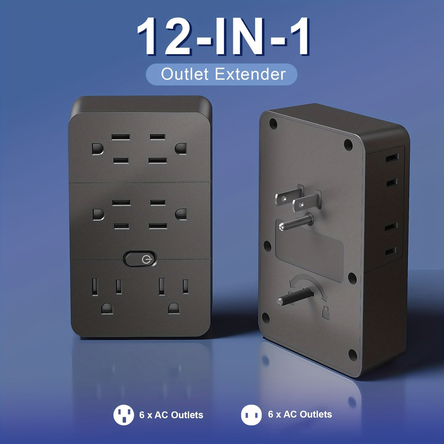 Power Strip 9-in-1 Desktop Station with LED Lamp, Digital Clock, 4 AC Outlets, 3 USB-A and 2 USB-C Ports