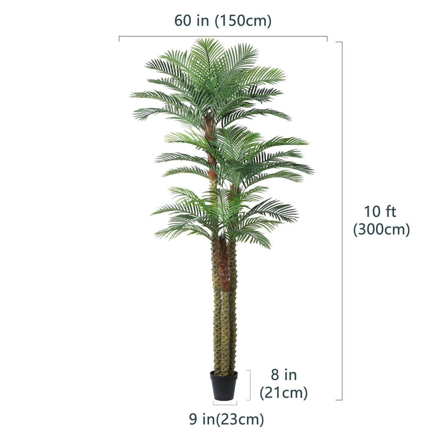 Artificial Palm Tree Outdoor 8FT & 10FT – Large UV Resistant Faux Tropical Palm Plant with Cement Base, Realistic Fake Golden Cane Palm for Patio, Poolside, Balcony & Indoor Home Office Decor