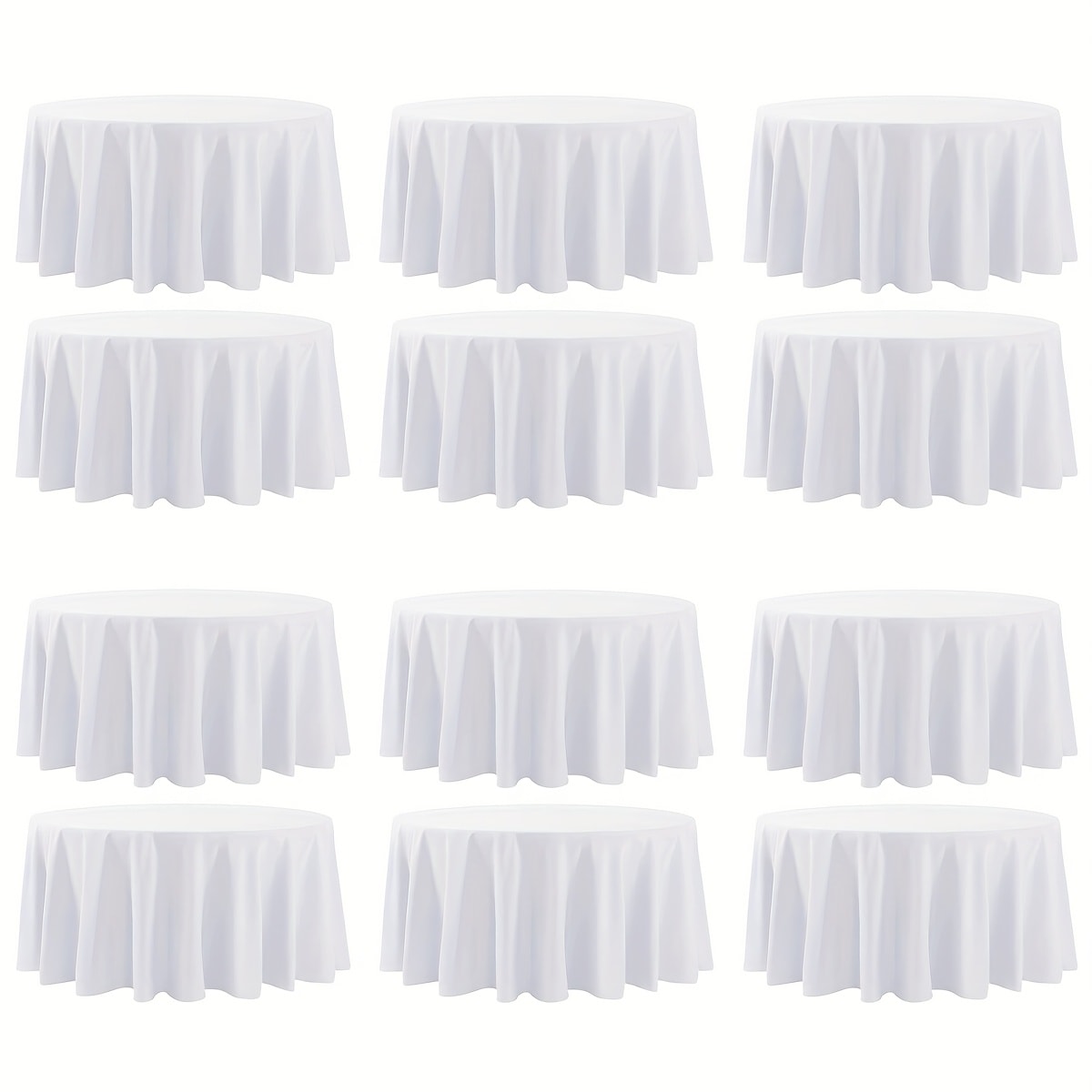 120-Inch Round Tablecloth Multipacks in Black or White with Six-, Twelve- or Eighteen-Piece Options