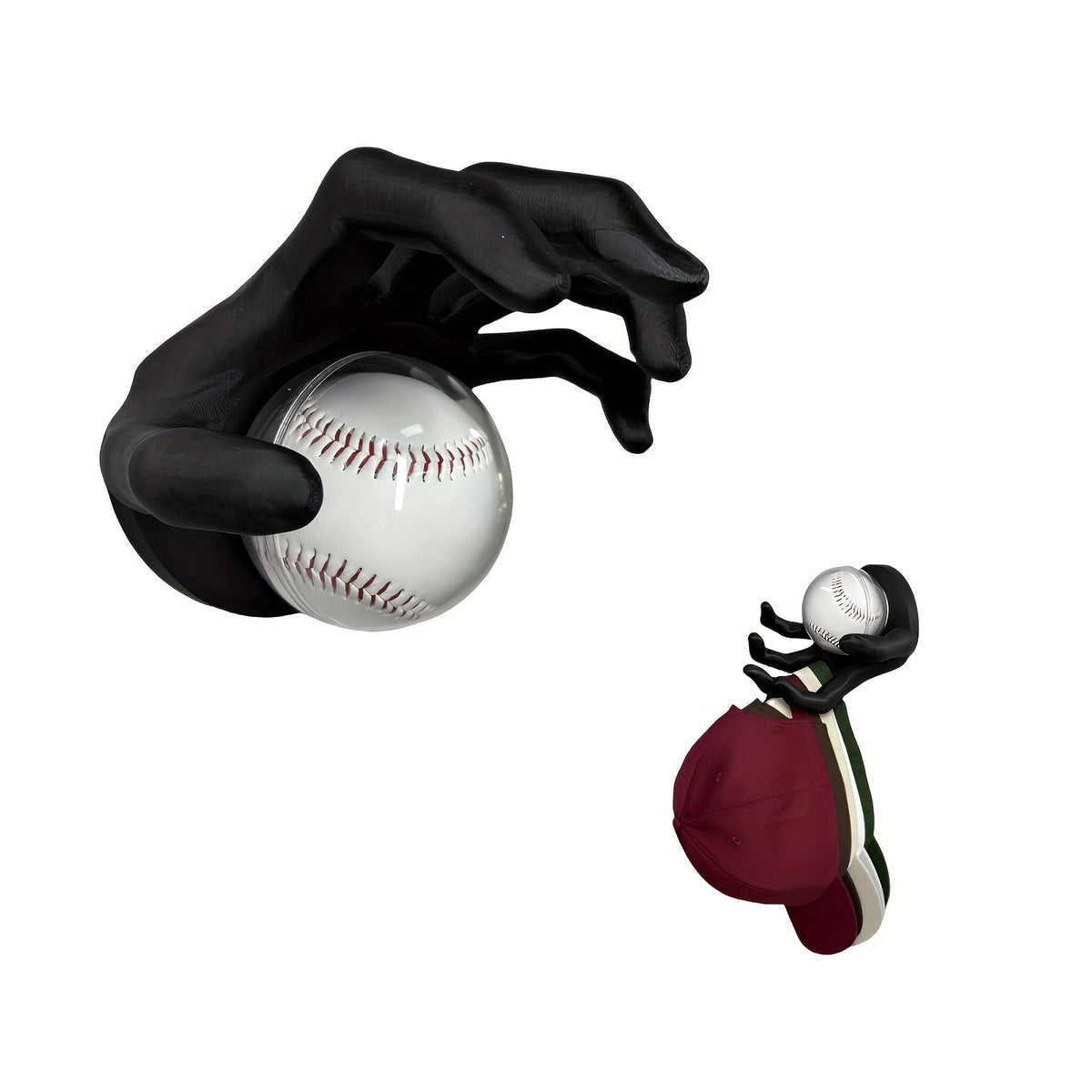 Wall Mounted Hand Shape Sports Ball Display Shelf - Decorative Storage Organizer for Laundry Rooms, Closets and Home Organization
