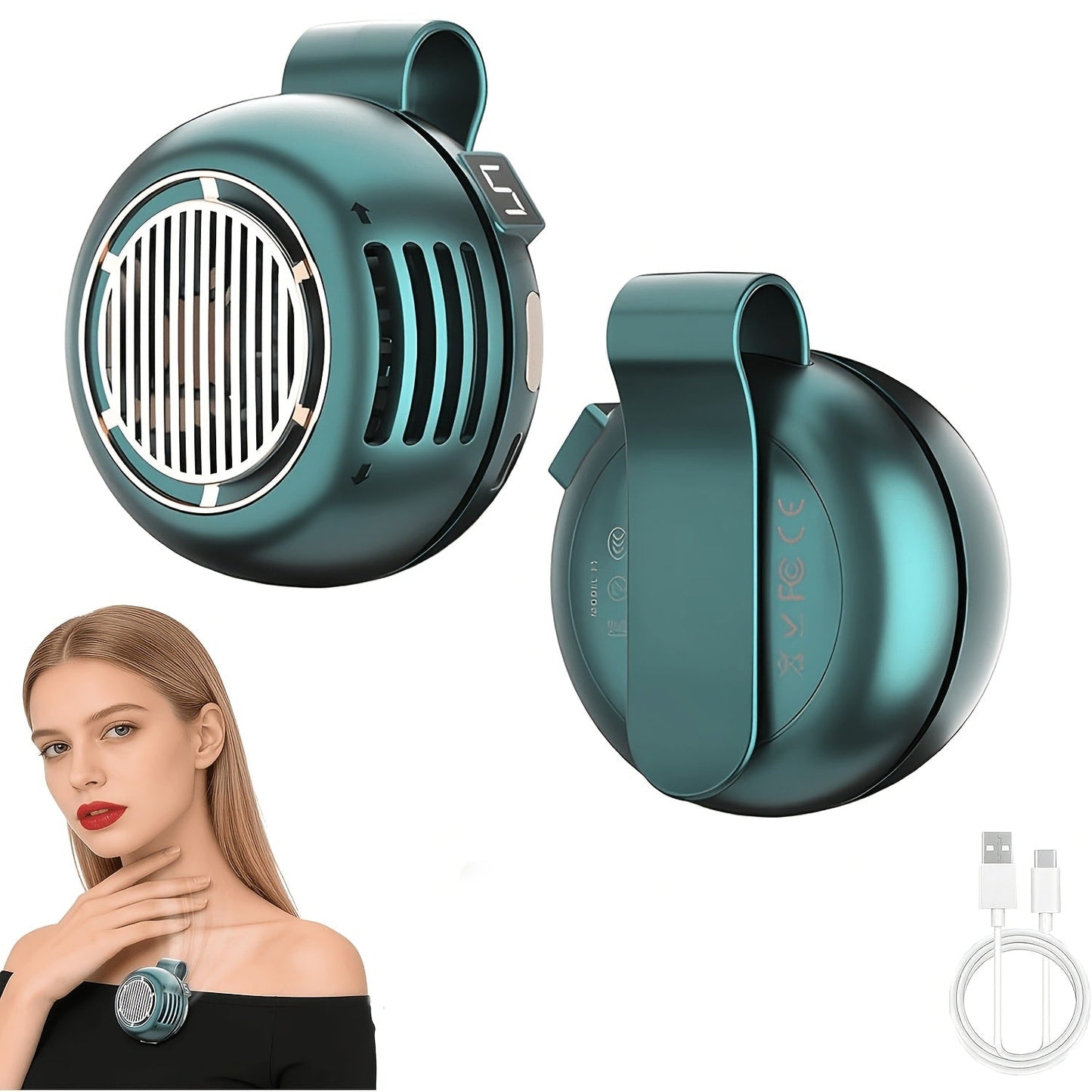 Clip-On Neck Fan in Pink, Green or White with Display and One- or Two-Piece Checkout Options