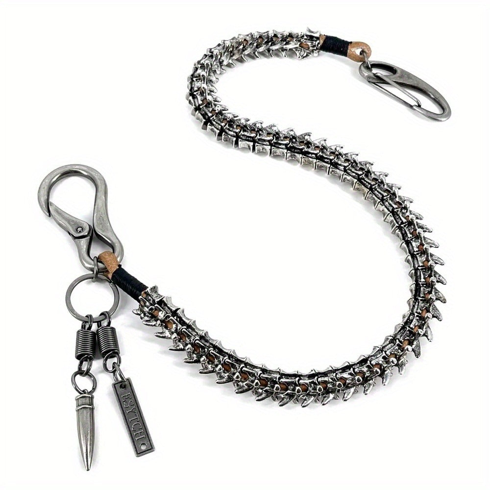 Wallet Chain - Men Punk Biker Heavy Duty Keel 26 Inch High-Grade Alloy, Ancient Silver - product detail view 6