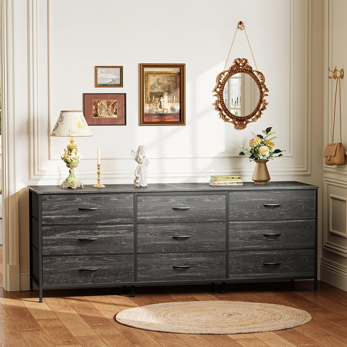 Dresser shown in the Black, 9 Drawers option