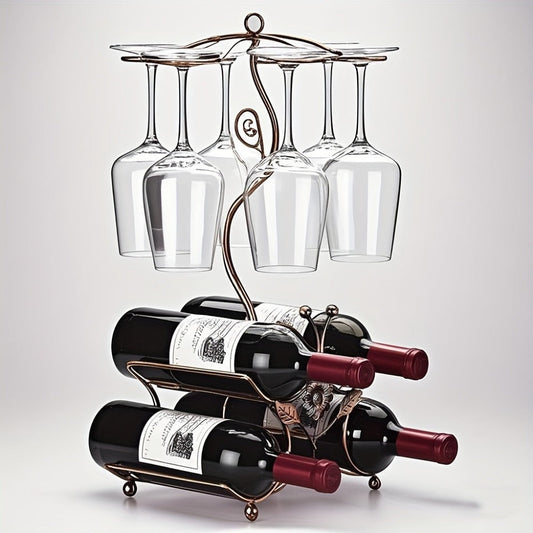 Wine Rack with Wine Glass Holder for Organized Everyday Storage in Kitchen detail image