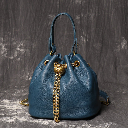 Crossbody Bag for Women – Genuine Leather, Genuine Leather Bucket Handmade Cowhide – detail view 4