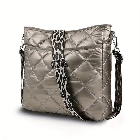 Crossbody Bag for Women – Quilted, Quilted Puffer Zipper Fashion Metallic – detail view 3