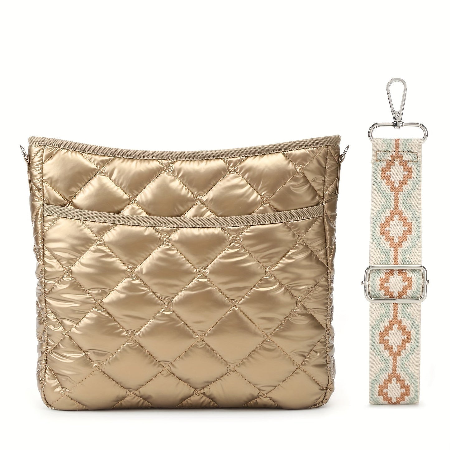 Crossbody Bag for Women – Quilted, Quilted Puffer Zipper Fashion Metallic – detail view 25