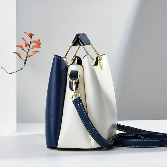 Crossbody Bag for Women – for Travel & Work, Color Block Navy White Contrast – alternate view