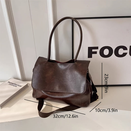 Crossbody Bag for Women – Vintage Leather Satchel Handmade Top – detail view 4