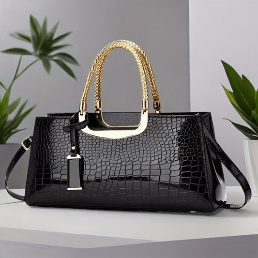 Women's Handbag – Alligator Pattern Evening Glossy Dinner – alternate view