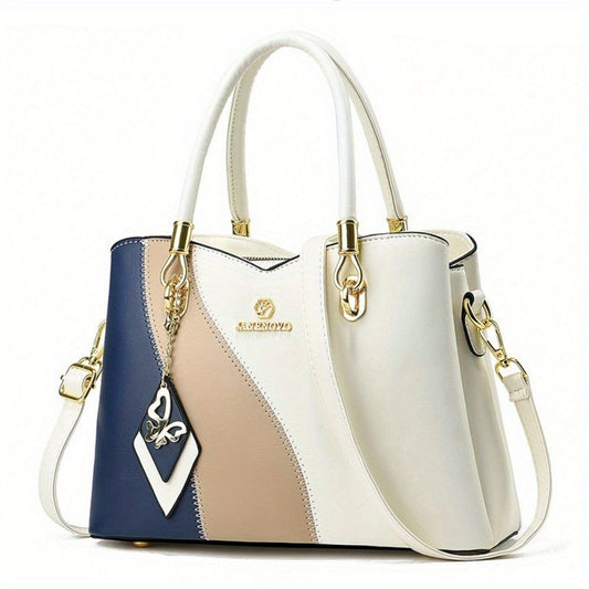 Women's Handbag – Large Capacity, Colorblock Satchel Large Capacity Faux – detail view 2