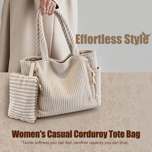 Tote Bag for Women – Corduroy, Large Capacity, Lightweight, Multi-Pocket – alternate view