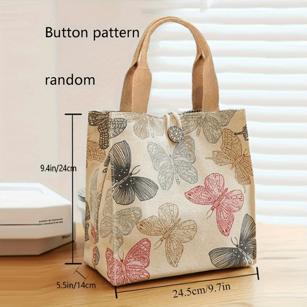 Tote Bag for Women – for Travel & Work, Butterfly Lunch Insulated Bento Aesthetic – detail view 11