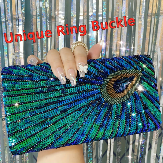 Women's Wallet – Peacock Feather Evening Clutch Vintage – detail view 2