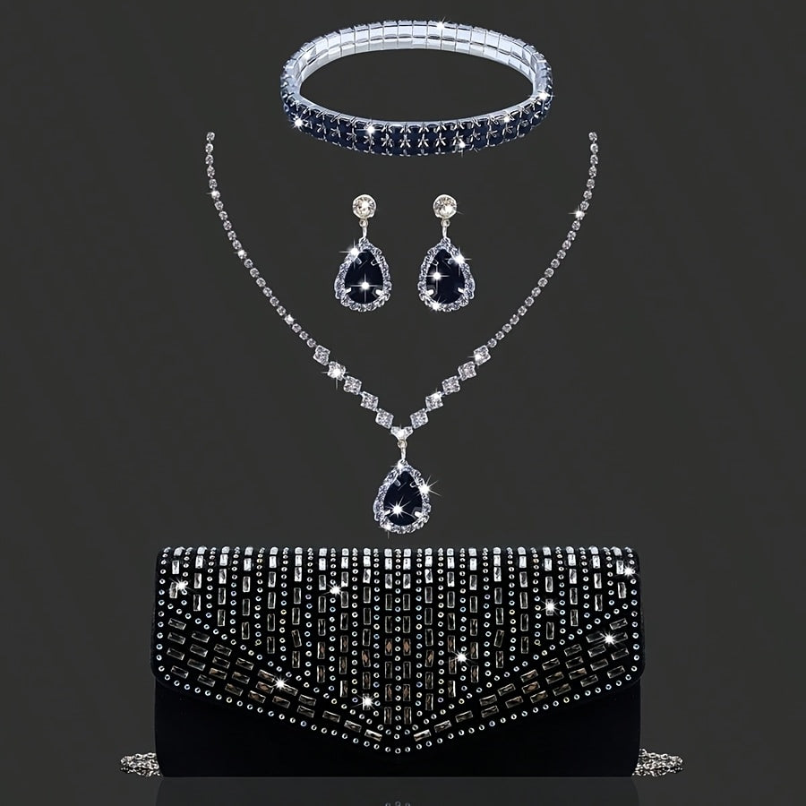 Women's Wallet – Rhinestone Evening Clutch Set Bracelet – detail view 2