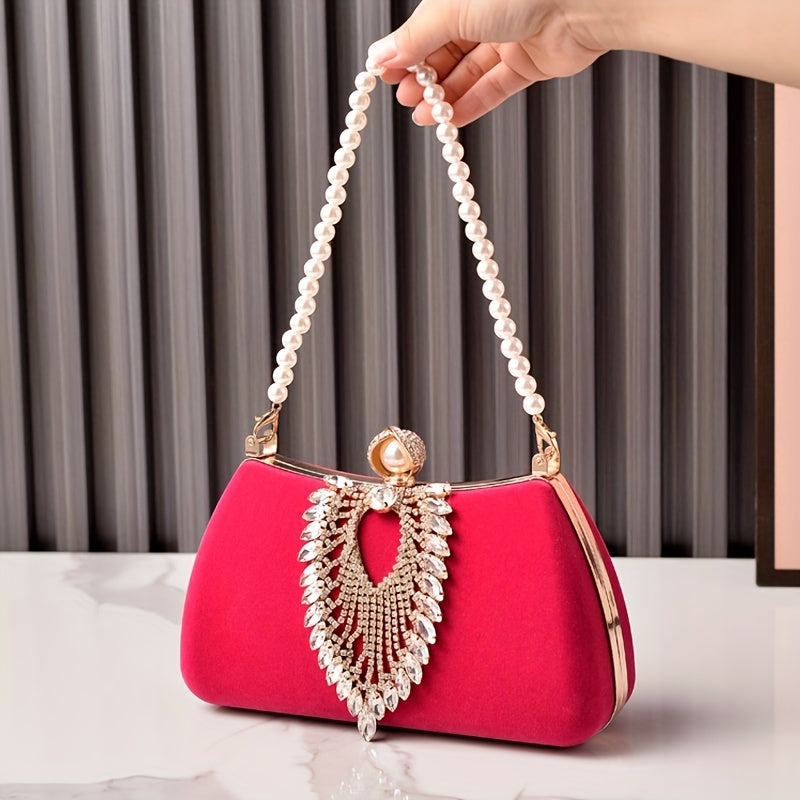 Women's Wallet – Velvet Evening Clutch Rhinestone Pearl – detail view 21