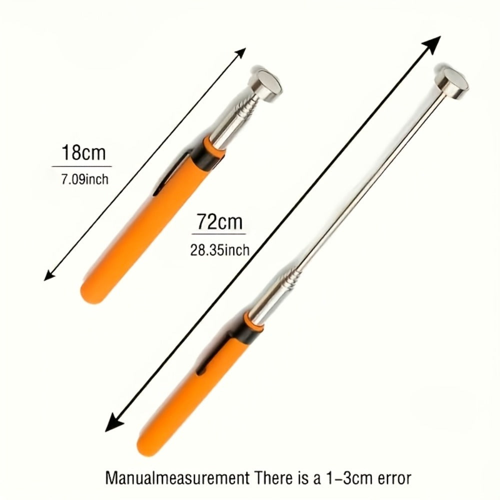 8 lb-Marked Telescoping Magnetic Pickup Tool, Extending 18 to 72cm with Stainless Steel Rod and Orange Handle