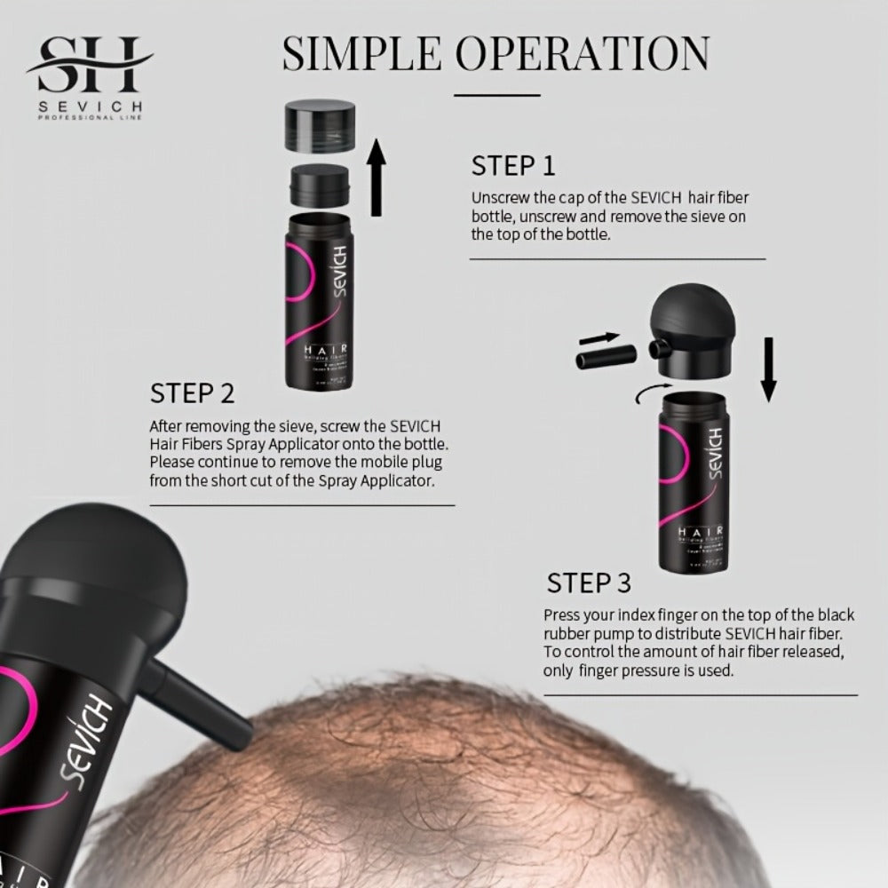 Compact Two-Piece Hair Fiber Set with Spray-Head Containers in Black, Dark Brown or Medium Brown