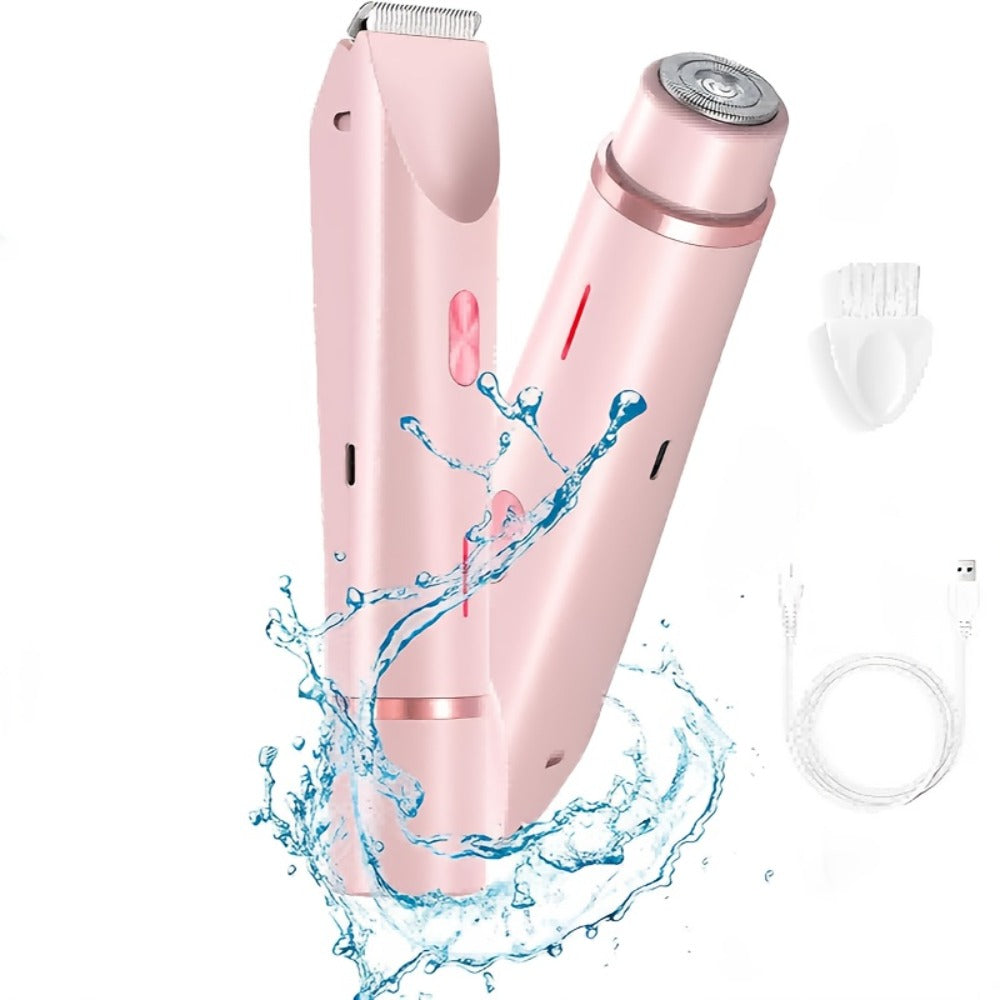 Electric Shaver 2-in-1 Bikini and Facial Razor with USB Rechargeable Power for Dry or Wet Use in Three Colors