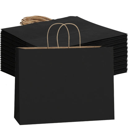 49-Piece Large Paper Shopping Bag Set with Reinforced Handles in White, Brown or Black for Gifts and Retail