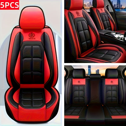 Faux Leather Car Seat Covers – Universal Fit for Cars, SUVs, Vans & Trucks, Dirt-Resistant Protective Seat Cover, Single Front / 2 Front / Full 5-Seat Sets, 5 Colors