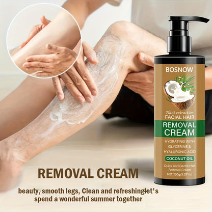 Hair Removal Cream BOSNOW 150g Coconut Oil Pump Bottle with Carton for External Body Grooming
