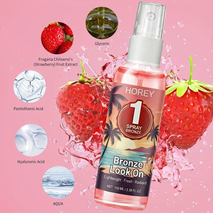 Strawberry-Scented Self-Tanning Spray 100ml in Clear Pump Bottle for Gradual Body Color Application
