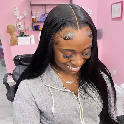 Lace Front Wig Straight Human Hair, 8-38 Inch Natural Color with 13x4 HD Front and 200% Density