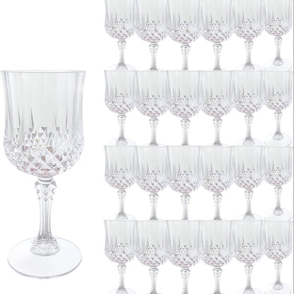 Plastic Wine Glasses 24 Pack 7oz – Unbreakable Crystal Vintage Champagne Flute Glasses Reusable Drinkware for Wedding Party Outdoor Events Kitchen