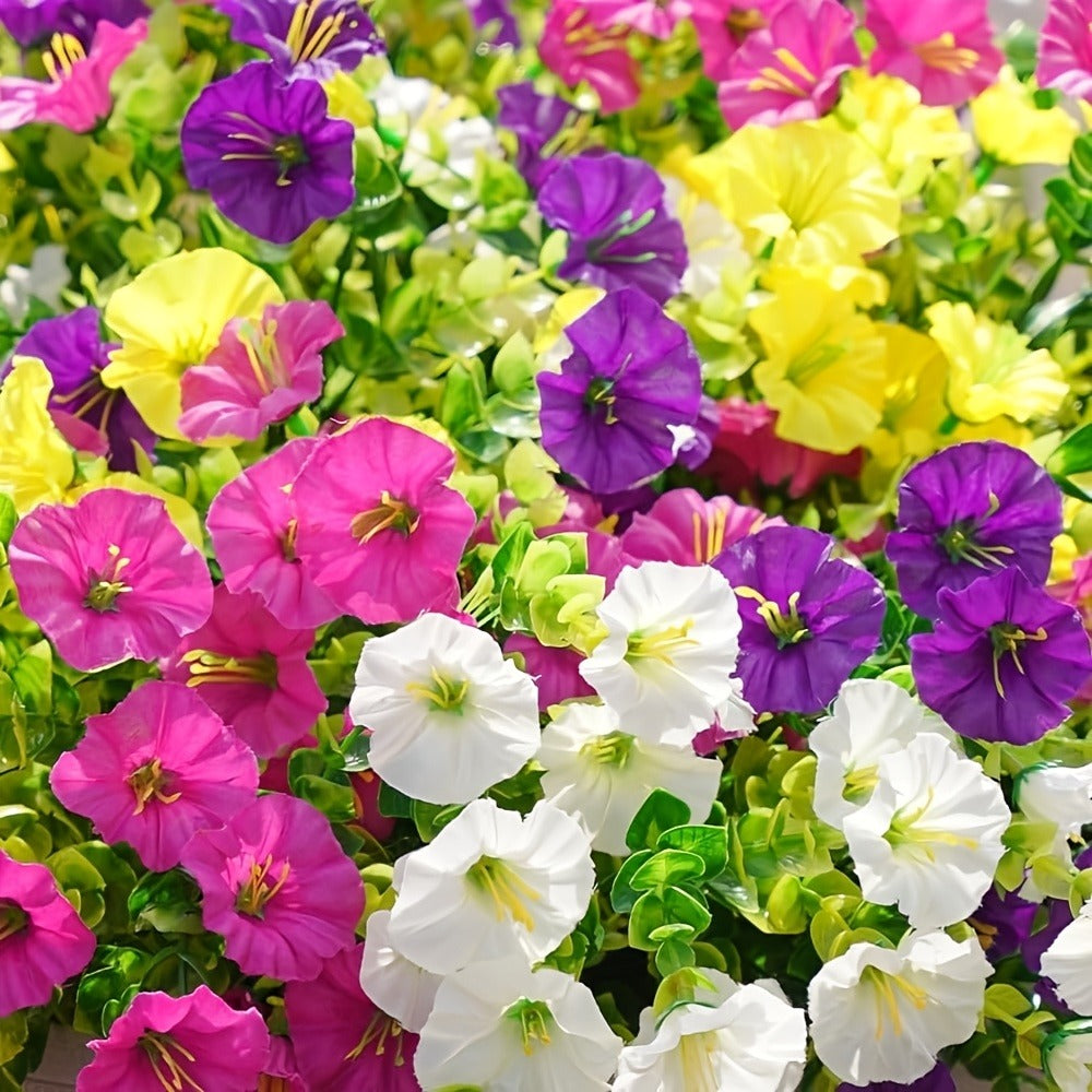 Artificial Flowers 10-Bundle Pink Morning Glory Set for Porch, Planter, Window Box and Home Decor