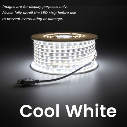 Waterproof LED Strip Lights 110V AC, IP65 120LEDs/Meter Ultra Bright LED Tape Light, Plug and Play Adhesive LED Ribbon for Outdoor Indoor Kitchen Garden Home Room Decoration, Warm White & Cool White
