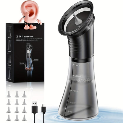 E80 Electric Ear Irrigation Kit with Three Modes, Dual Tank Sections, Temperature Display and USB Charging