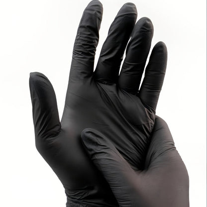 Black Nitrile Gloves 100 Count, 6 Mil Thick Latex-Free Disposable Gloves, Chemical Resistant Tear-Resistant Flexible Ambidextrous, for Automotive, Kitchen, Cleaning, Tattooing & Car Detailing – M, L, XL