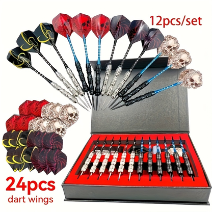 Professional Darts Set with Iron Tips, PET Shafts & Gift Box – Complete Dart Set for Training & Competition – Great Christmas & Holiday Gift for Friends & Family