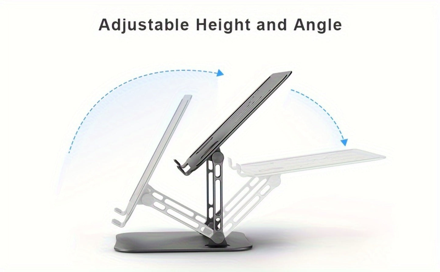 Laptop Stand Adjustable Aluminum Alloy Foldable Portable Ergonomic Desk Riser Compatible with 10 to 16.5 Inch Laptop MacBook Notebook Tablet Computer Stand Holder for Home Office – Black & Silver